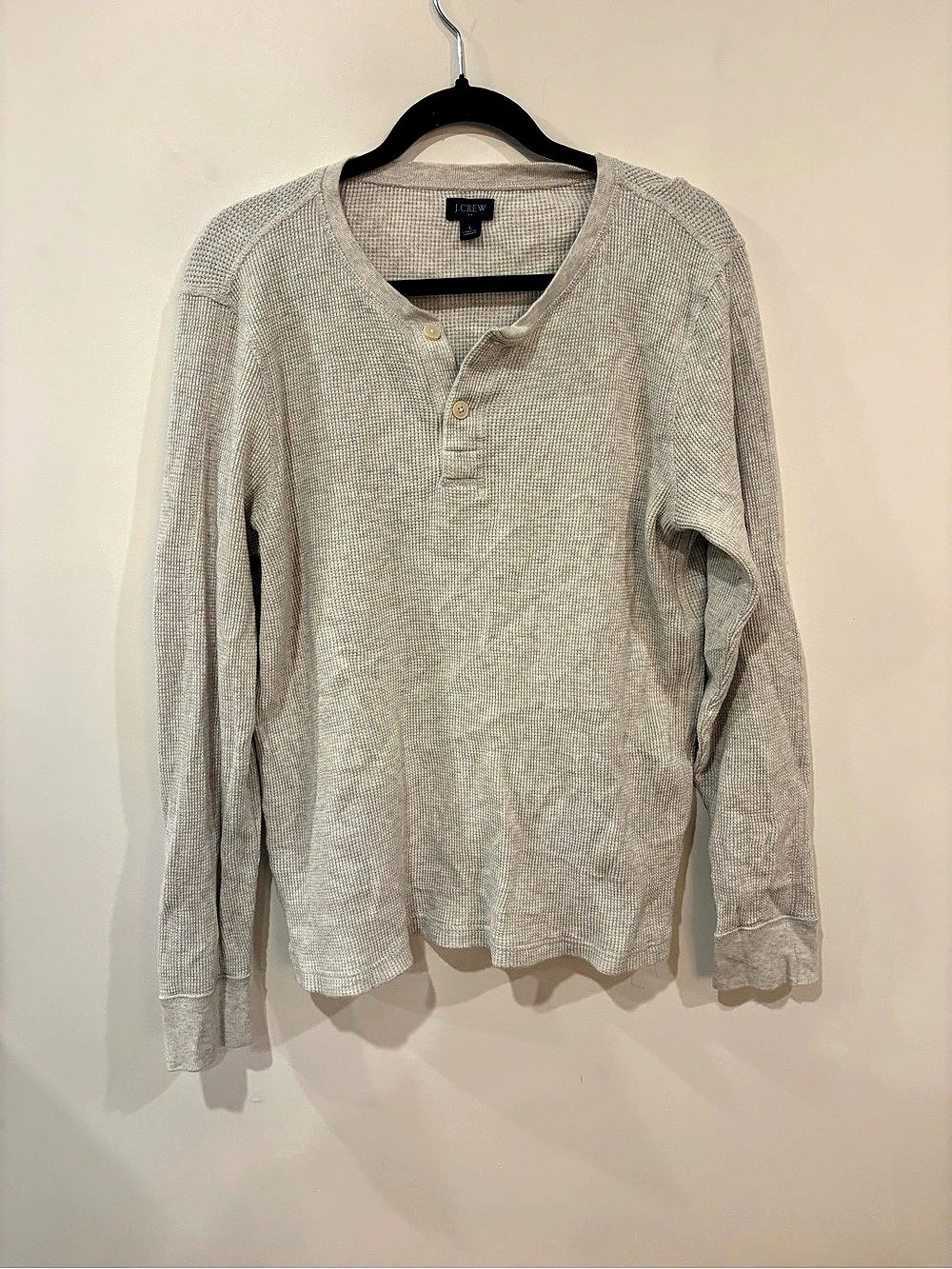 J.CREW factory Waffle Knit Long Sleeve Cotton Top Size Large